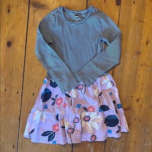 Striped Top Dress with Floral Skirt